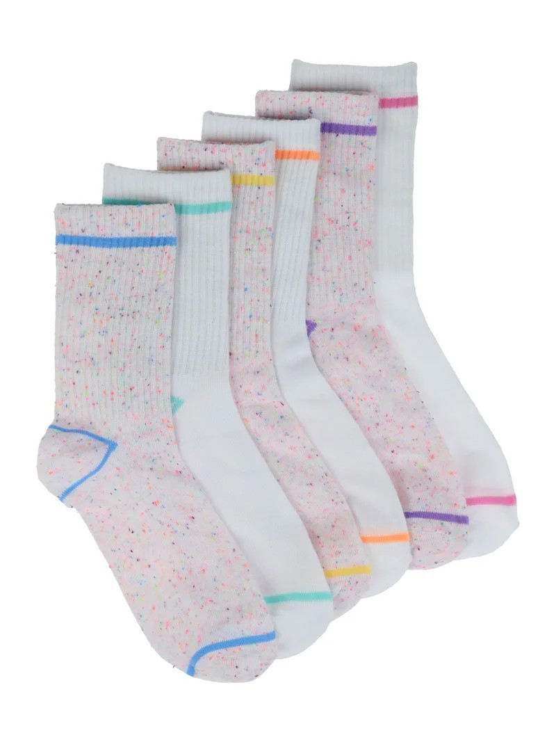 Wonder Nation Girls Fashion Crew Socks, 6-Pack | Walmart (US)