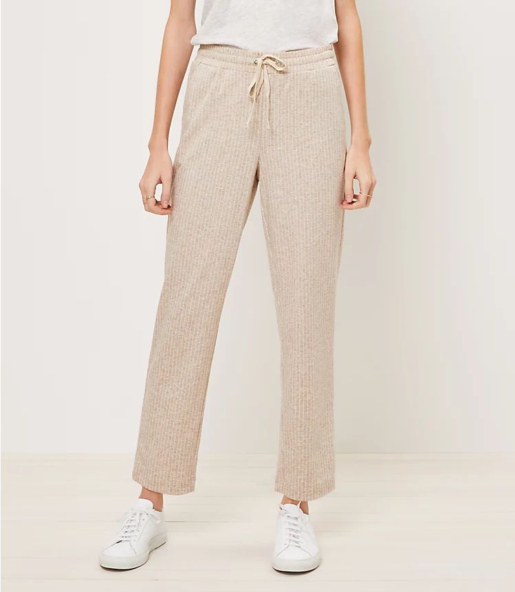 Tapered Drawstring Pants in Stripe | LOFT