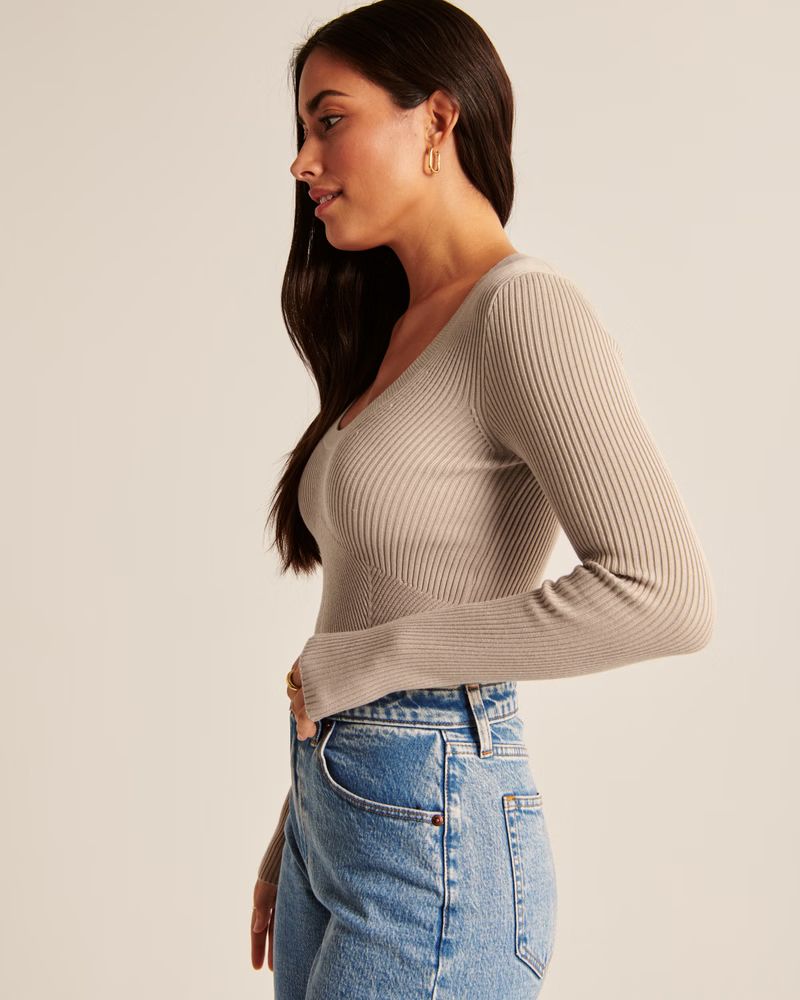 Women's Long-Sleeve Slim Scoopneck Sweater | Women's Tops | Abercrombie.com | Abercrombie & Fitch (US)