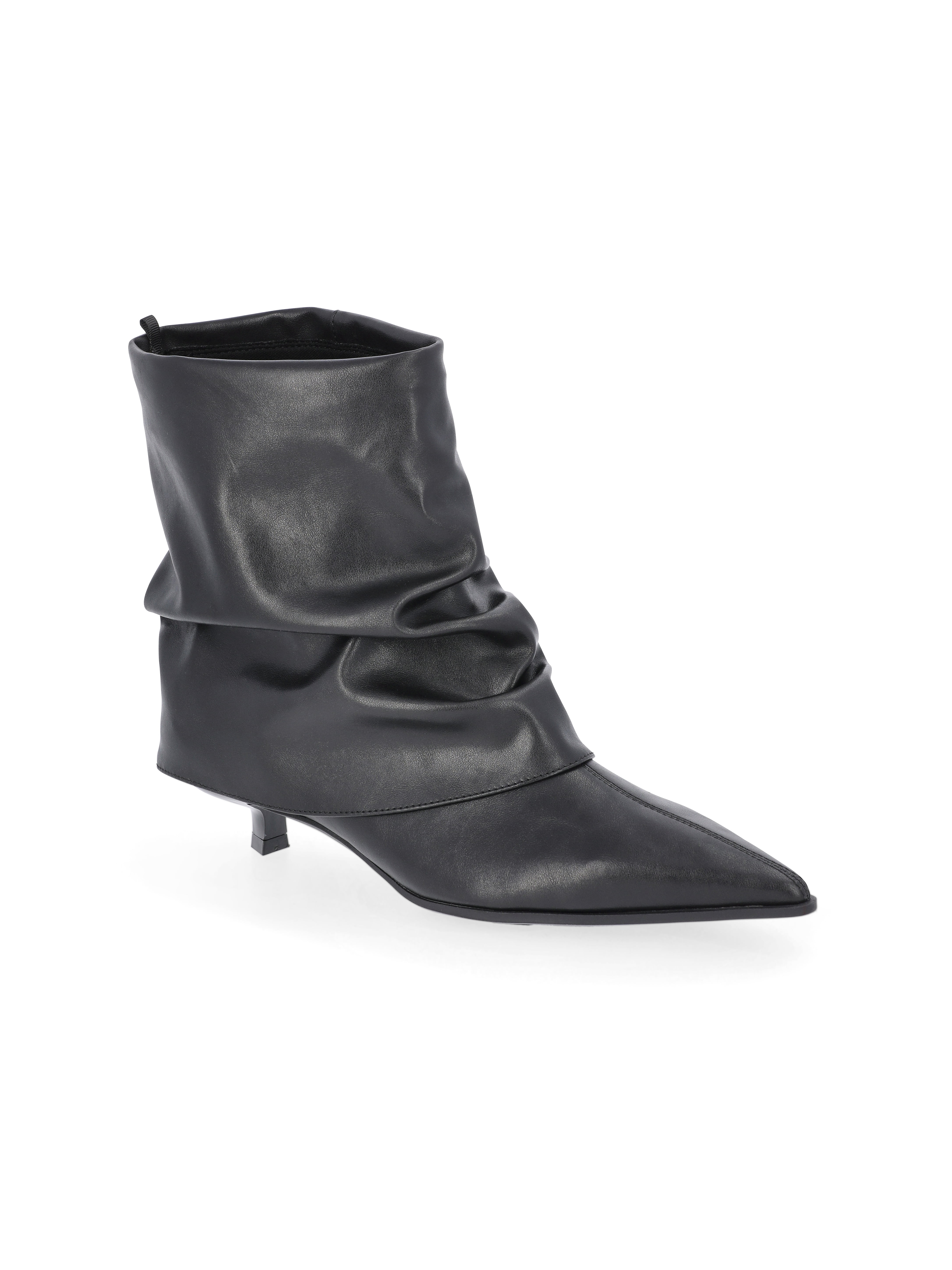 Time and Tru Women's Scrunch Fold-Over Kitten Heel Booties | Walmart (US)