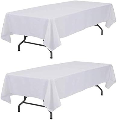 Rectangle Tablecloth - 60 x 102 Inch - Table Cloth 6 Foot Table in Washable Polyester (White, 60 ... | Amazon (US)