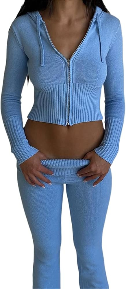 Yuemengxuan Women 2 Piece Floral Sets Y2k Long Sleeve Crop Tops Skinny Tee Shirt High Waist Short... | Amazon (US)