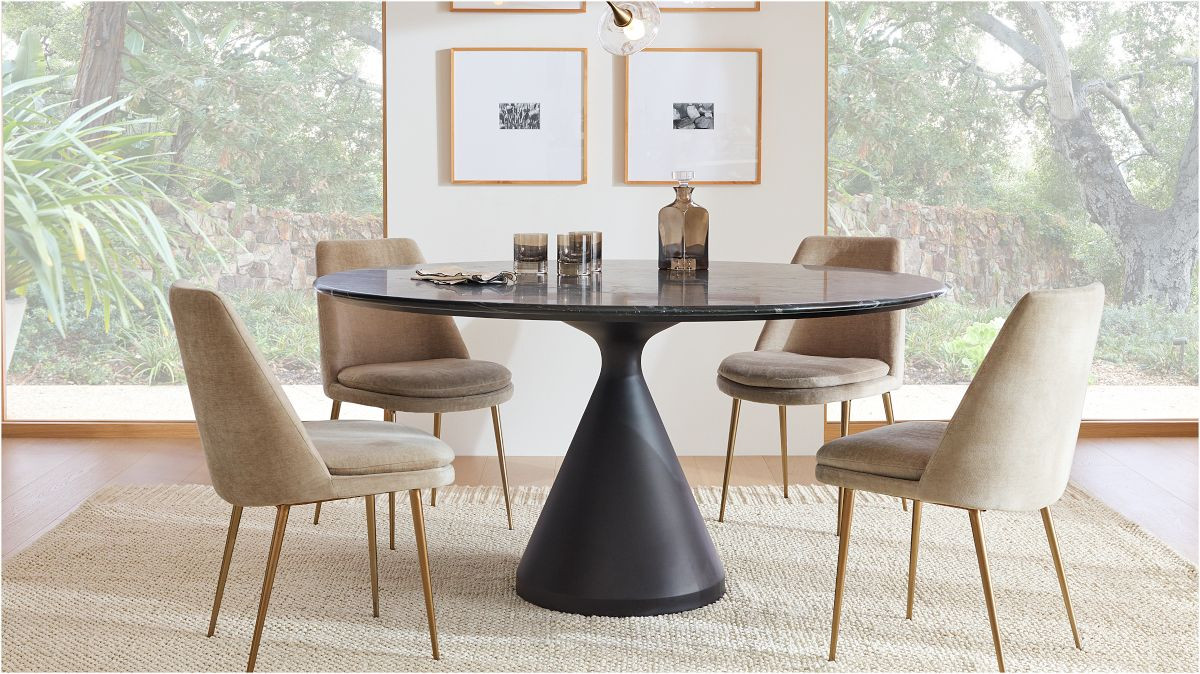 Silhouette Pedestal Marble Round Dining Table (48") | West Elm (US)