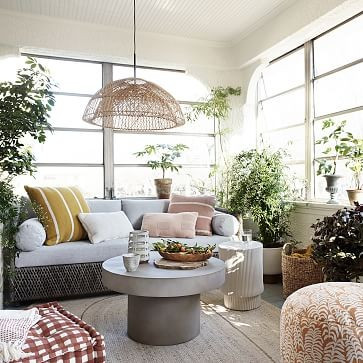 Volume Round Pedestal Coffee Table - Concrete | West Elm (US)
