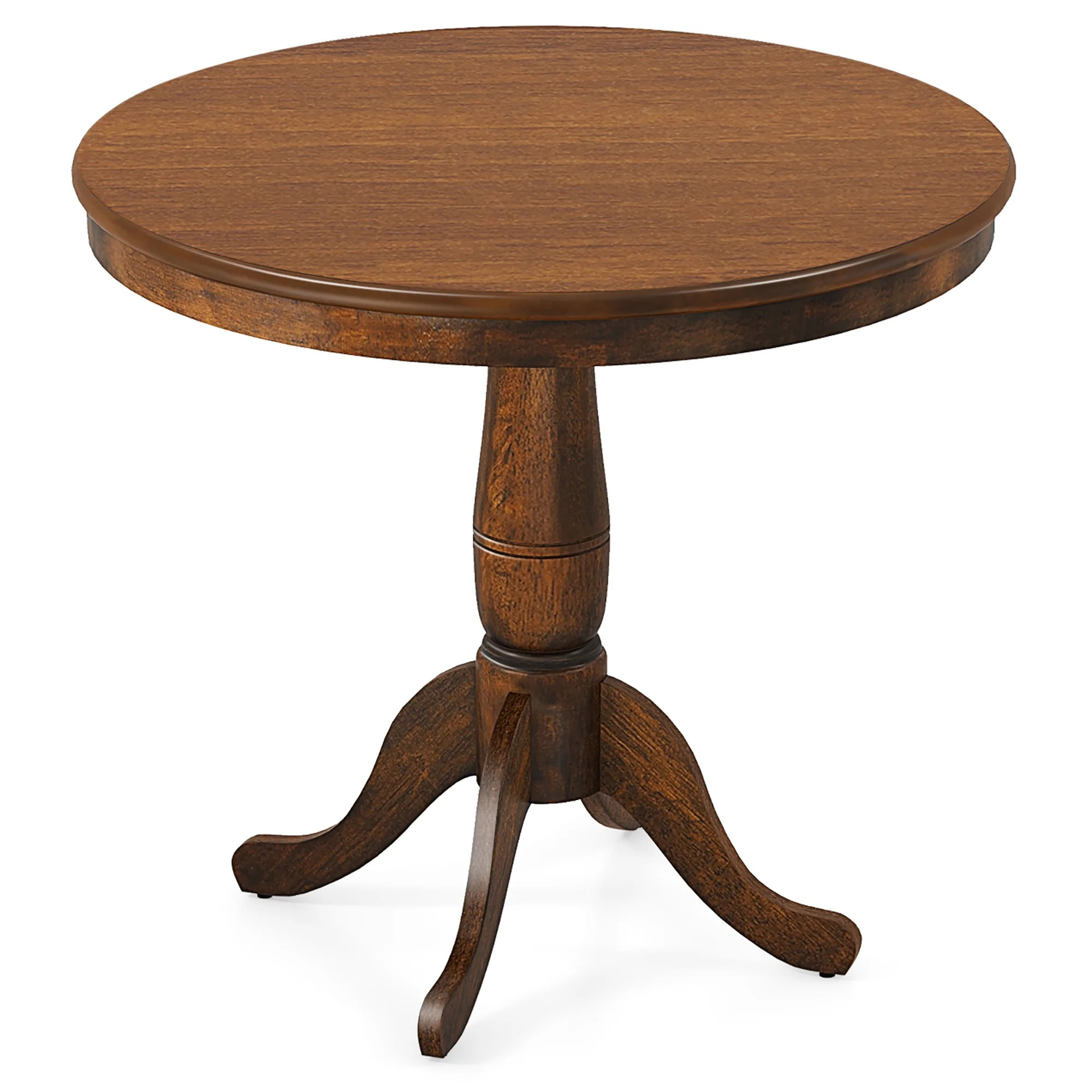 Gymax 32" Round Pedestal Dining Table Kitchen Dining Room Walnut | Walmart (US)