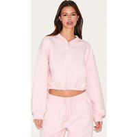 Baby Pink Drawcord Waist Cropped Zip Up Sweatshirt | PrettyLittleThing US