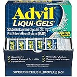 Advil Liqui-Gels Pain Reliever and Fever Reducer, Solubilized Ibuprofen 200mg, 100 Count (50 Packets | Amazon (US)
