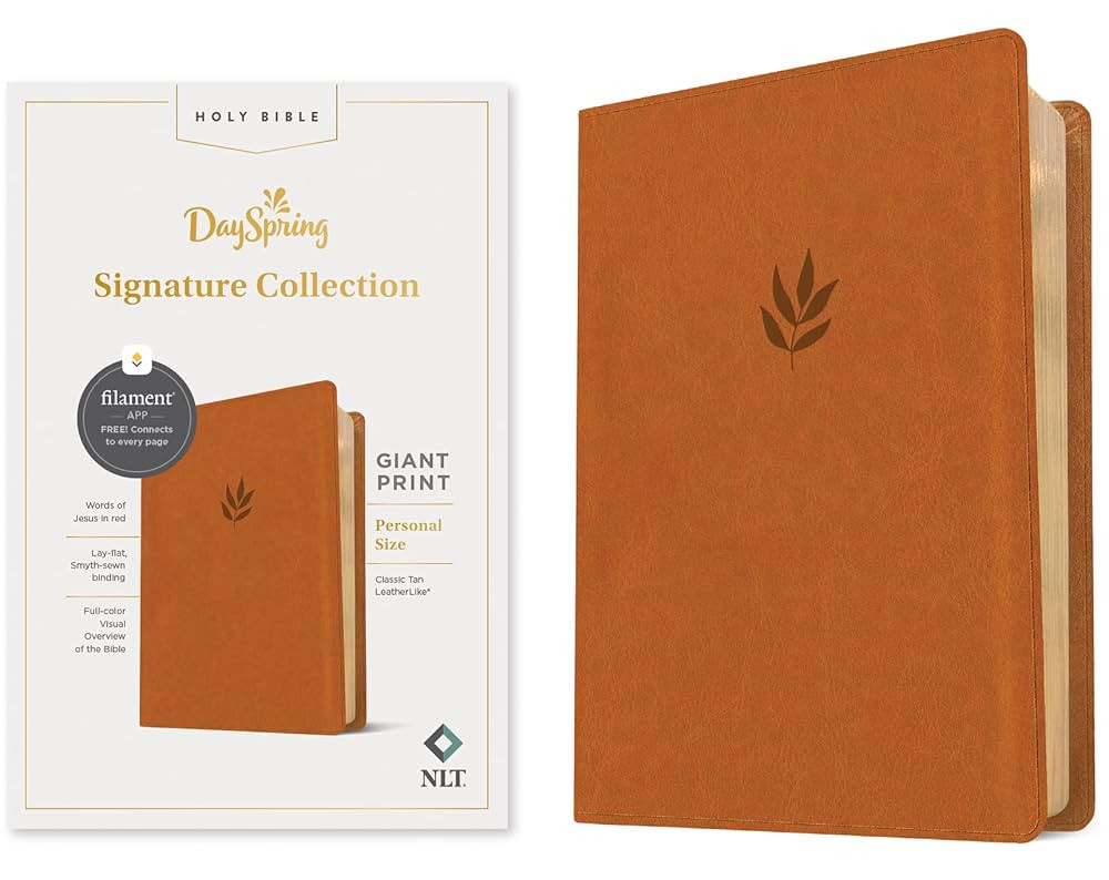 NLT Personal Size Giant Print Bible, Filament-Enabled Edition (LeatherLike, Classic Tan, Red Lett... | Amazon (US)