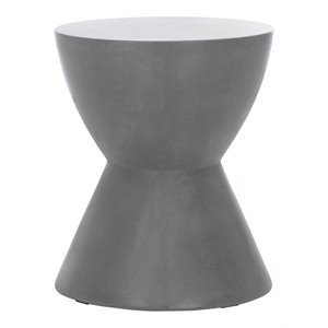 Safavieh Athena 17.7" Round Concrete Indoor/Outdoor Accent Table in Dark Gray | Homesquare