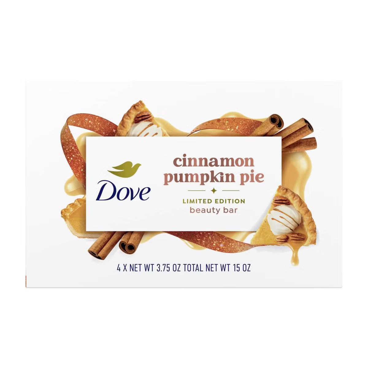Dove Beauty Limited Edition Fall Holiday Treat Bar Soap - Cinnamon Pumpkin Pie - 15oz/4pk | Target
