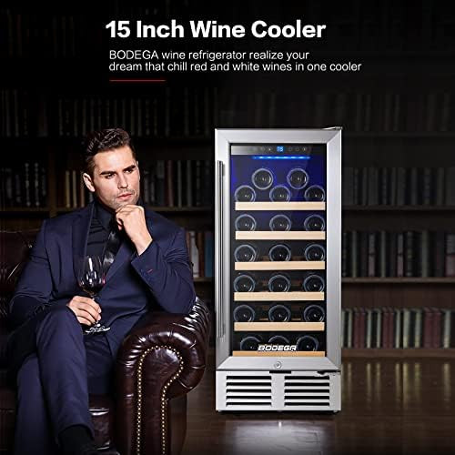 BODEGA 15 Inch Wine Cooler Refrigerator, 31 Bottle Wine Fridge Under Counter, with Double-Layer G... | Amazon (US)