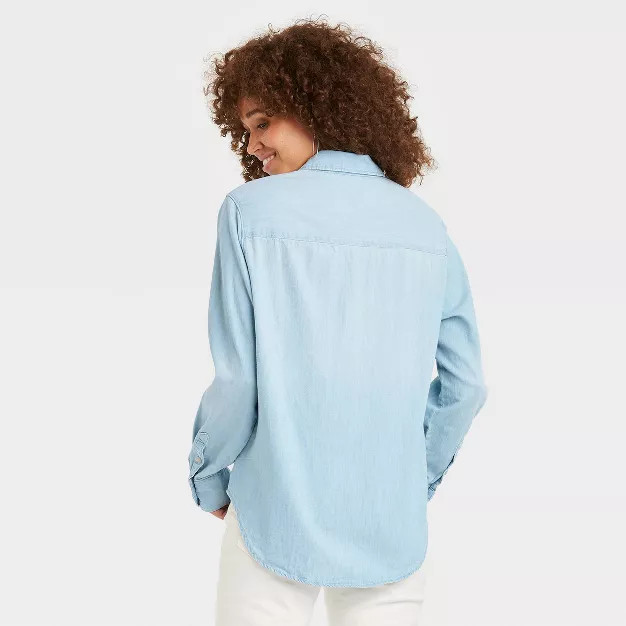 Women's Long Sleeve Denim Button-Down Shirt - Universal Thread™ Blue | Target