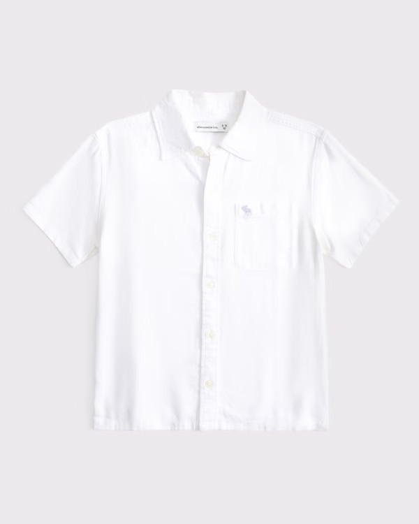 short-sleeve linen-blend icon shirt | Abercrombie & Fitch (US)