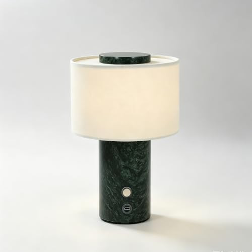 Marble Lamp, Rechargeable Cordless Stone Touch Table Lamp | Indian Green Marble with Linen Shade,... | Amazon (US)