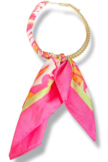 Maisey Pink Silk Scarf Wrapped Collar Necklace | The Willow Tree