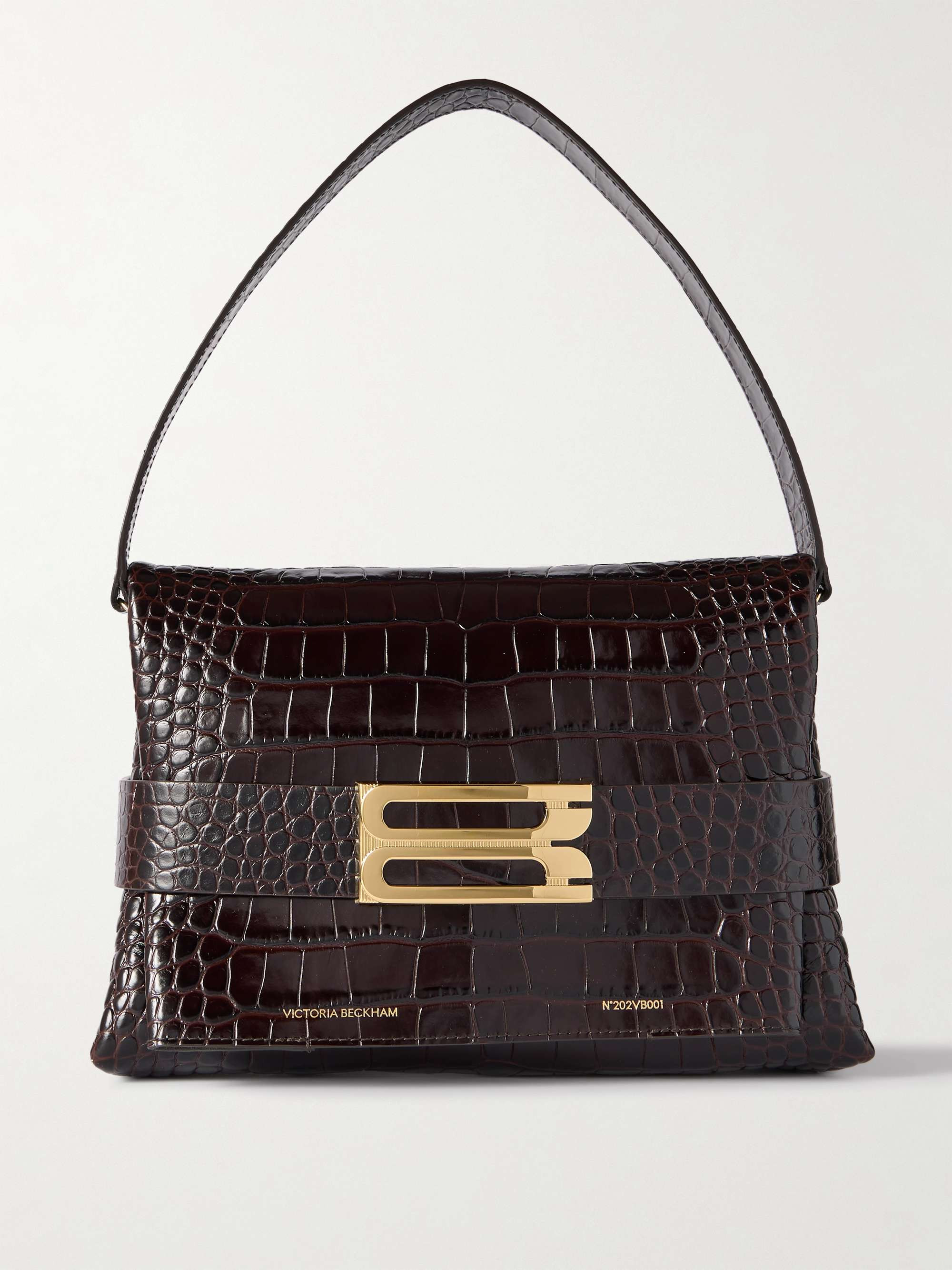 B Buckle croc-effect leather shoulder bag | NET-A-PORTER (US)