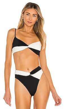 L*SPACE Ringo Bikini Top in Black & Cream from Revolve.com | Revolve Clothing (Global)