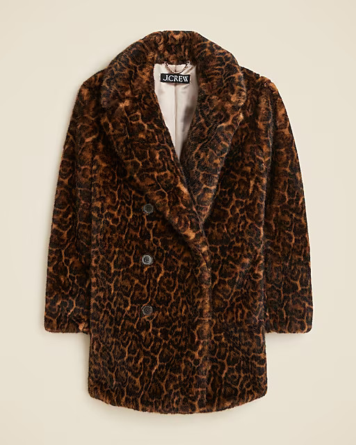 Faux-fur peacoat in leopard print | J. Crew US