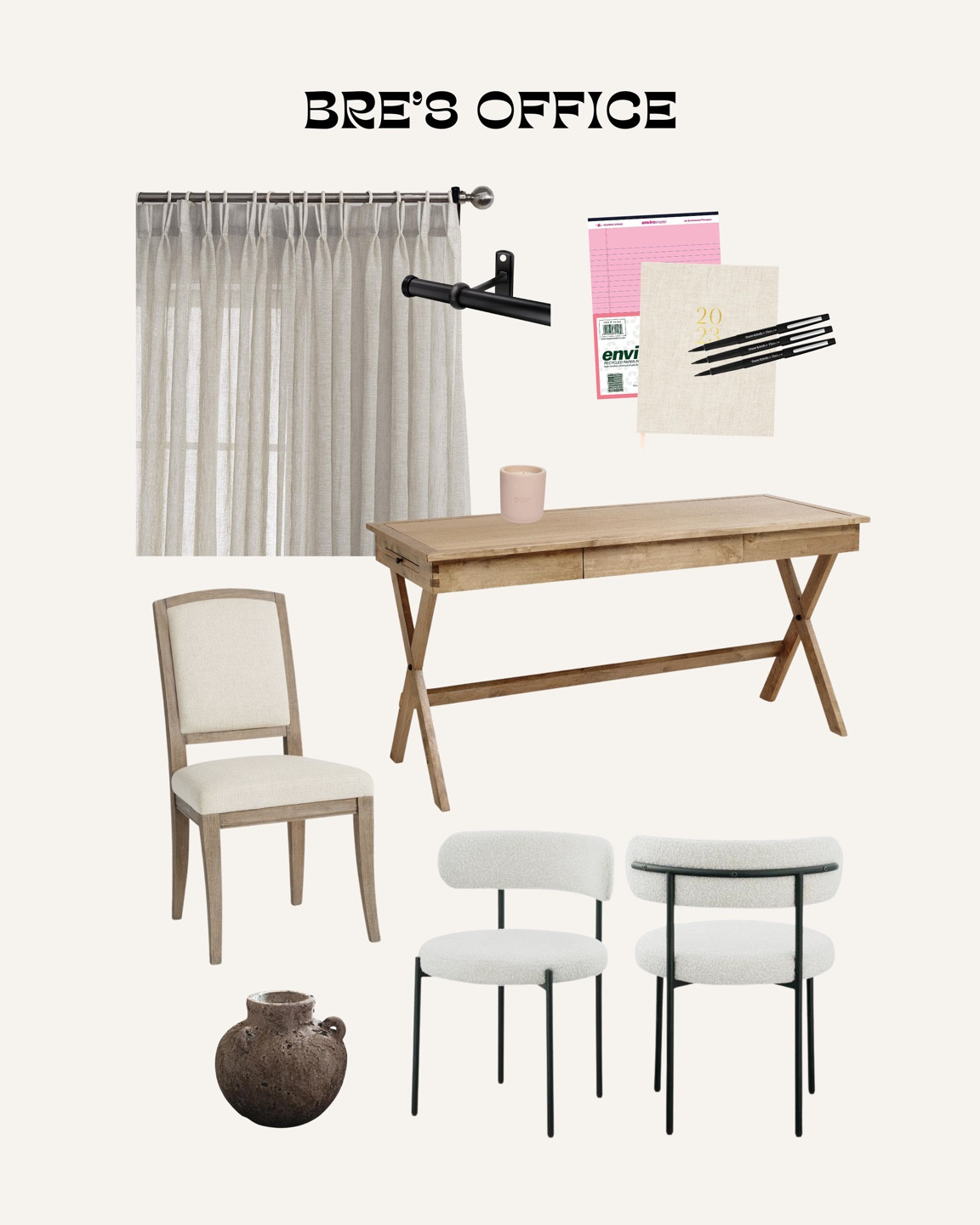 Home office (use BRESHEPPARD10 for 10% off rugs) this is the Odette. Desk is a pottery bark lookalike! Chairs come in a set. Fave pink legal notepads! Etsy flower vase 


#LTKunder100 #LTKhome