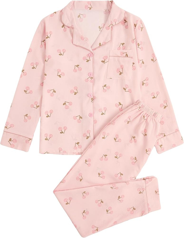 Verdusa Women's 2 Piece Pj Sets Matching Sets Printed Pajama Sets Sleepwear Long Sleeve Tops and ... | Amazon (US)