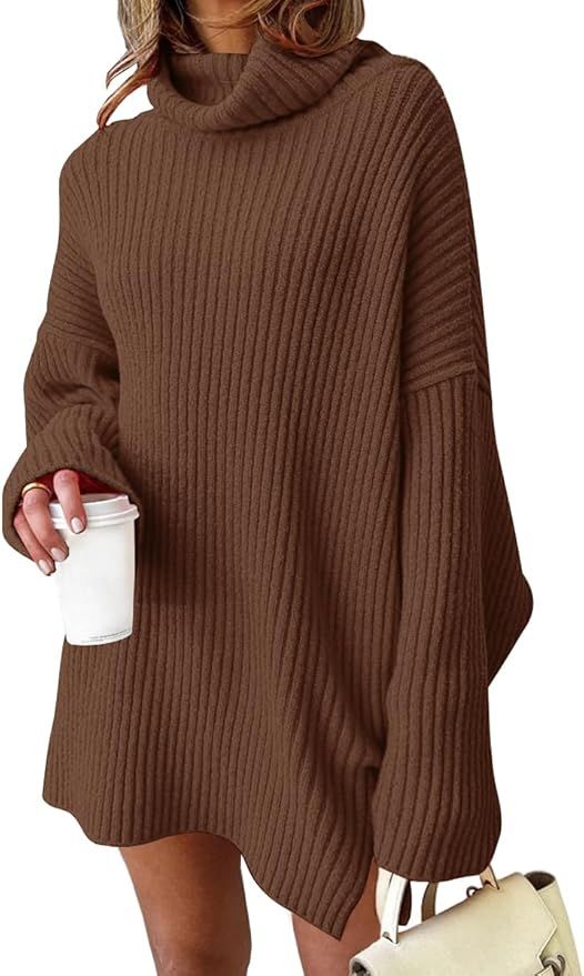 LILLUSORY Womens Turtleneck Oversized Long Batwing Sleeve Sweater Dress 2024 Plus Size Tunic Pull... | Amazon (US)