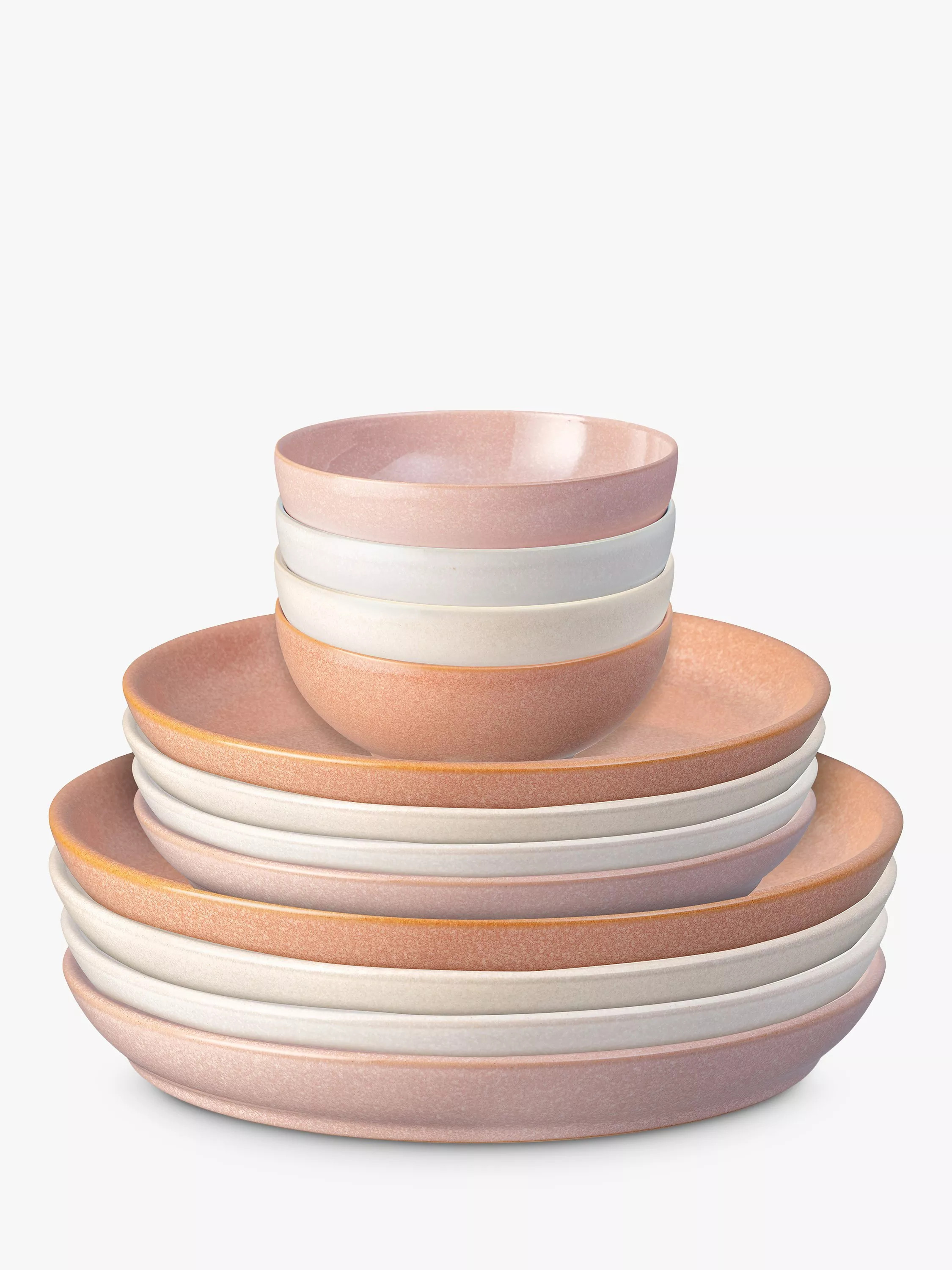 Denby Quartz Rose Stoneware Dinnerware Set, 12 Piece, Pink | John Lewis (UK)