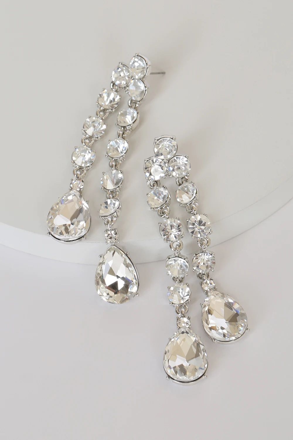 Sparkling Intrigue Silver Rhinestone Statement Earrings | Lulus (US)