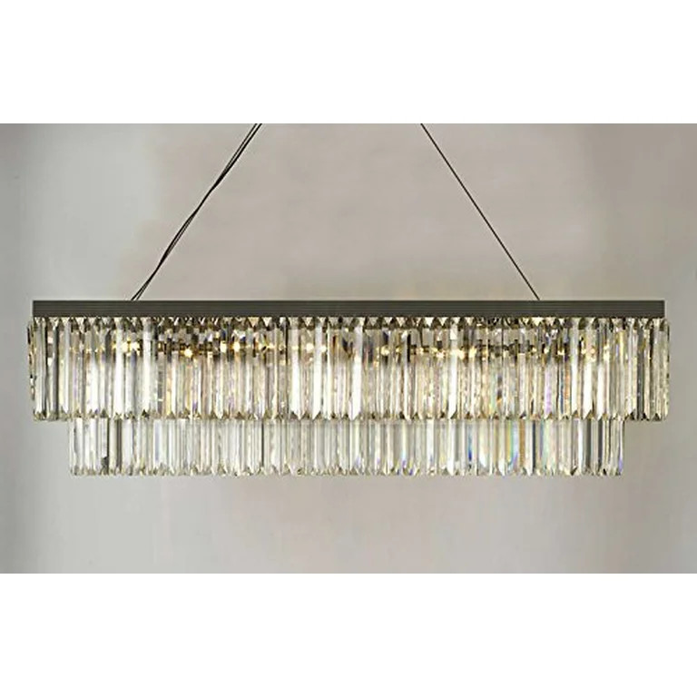 Palladium Glass Fringe 10 Light Rectangular Chandelier - Walmart.com | Walmart (US)