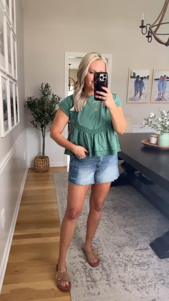 This top is one of those easy summer pieces that instantly makes an outfit feel cute. The ruffle detail and soft texture give it a little something extra, but it is still super lightweight and comfy. Paired it with my go to denim shorts for a simple everyday look you can throw on and go.

green summer top ruffle sleeve top casual summer outfit denim shorts outfit everyday outfit ideas mom style summer basics easy outfit ideas lovelylifestyling 

#LTKTravel #LTKootd #LTKSeasonal