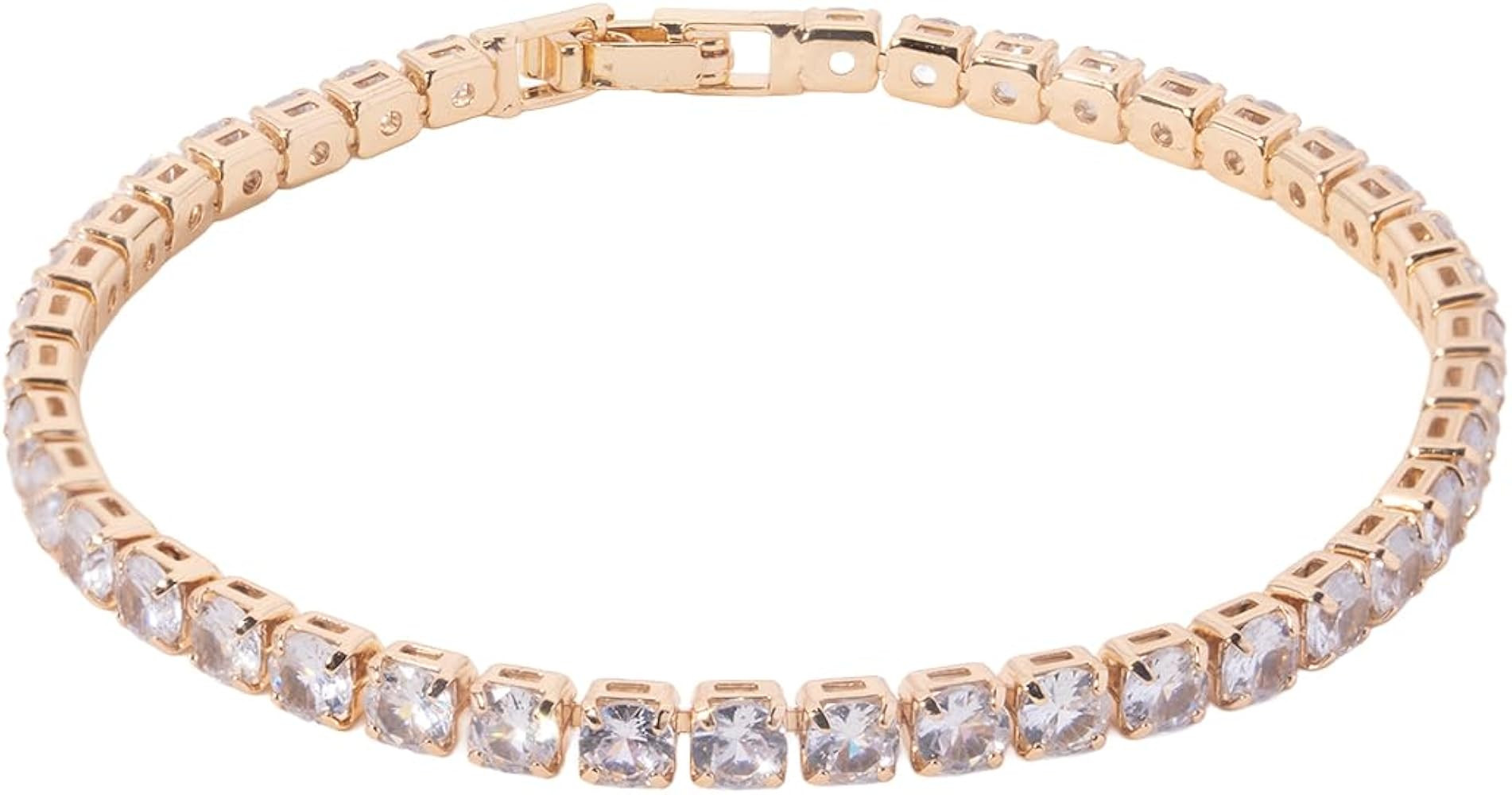 MINDEKA Tennis Bracelets for Women, Birthstone Bracelet, 14K Gold Plated Sparkling Zircon Bracele... | Amazon (US)