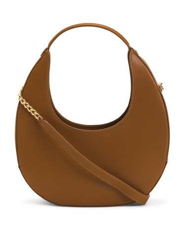 Made In Italy Leather Oval Crossbody With Detachable Chain Strap | TJ Maxx