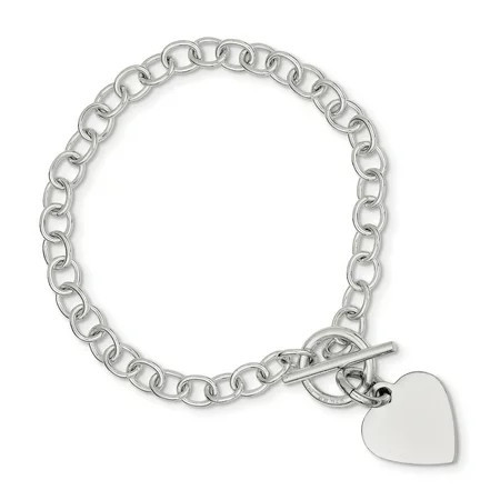 Primal Silver Sterling Silver Polished Heart Charm Bracelet | Walmart (US)