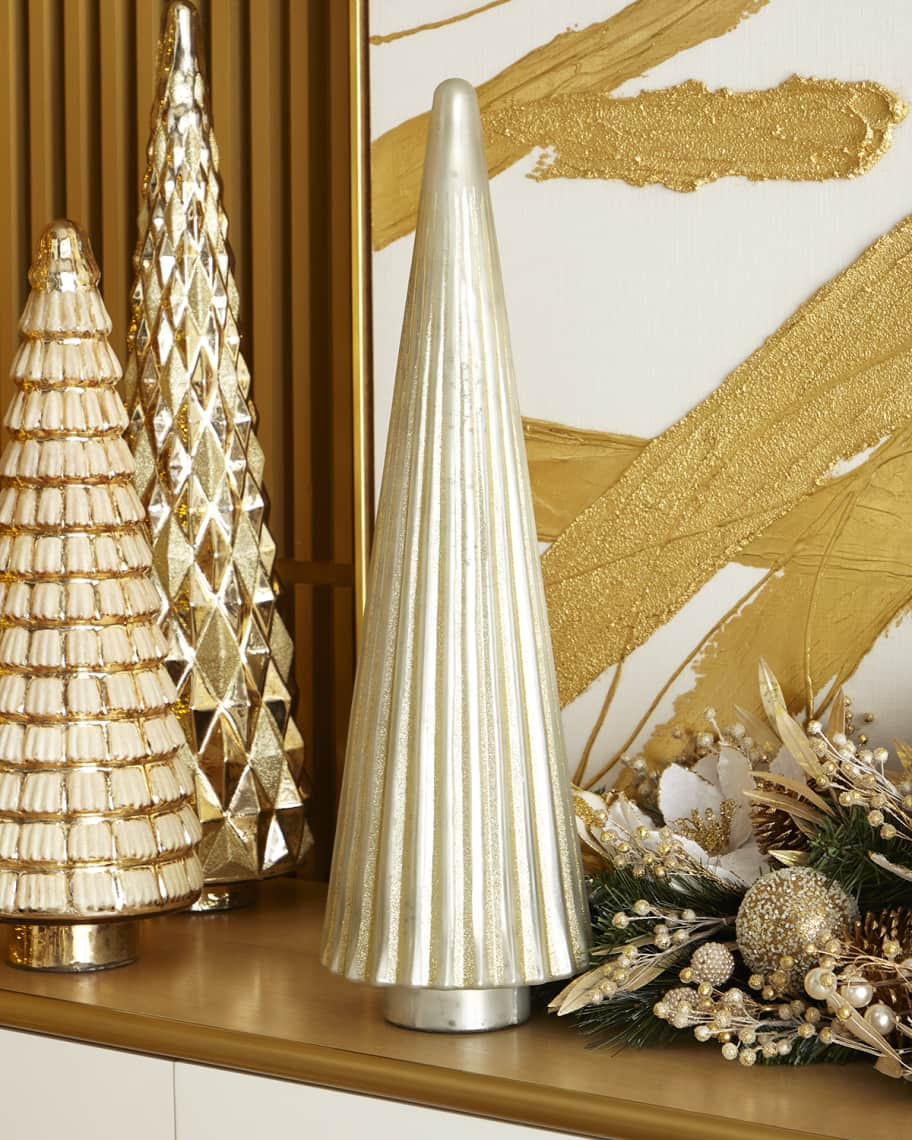 Stalwart Homestyles 26" Pearl White and Gold Decorative Tree | Neiman Marcus