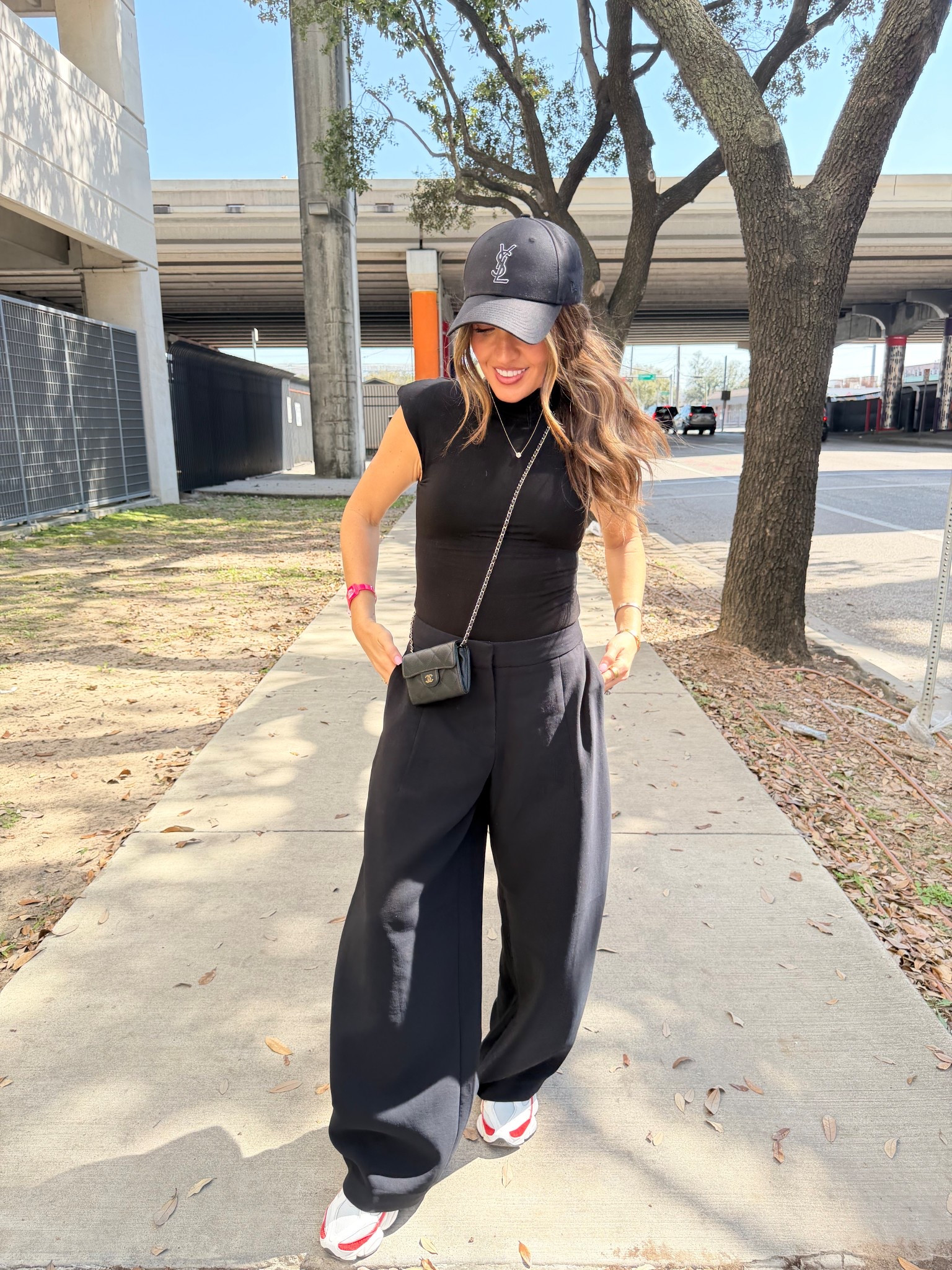 Cheer mom outfit of the day - I did a size 2 in the trousers to get a lower waist fit. This bodysuit is one of my faves and I’ve had it for years. 