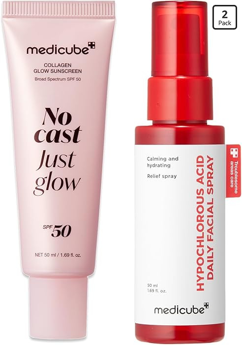 medicube Sun Care On-The-Go Duo: Collagen Glow Sunscreen and Mini Power Soothing Spray for Daily ... | Amazon (US)