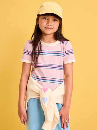Fitted Short-Sleeve Printed Ringer T-Shirt for Girls | Old Navy | Old Navy (US)