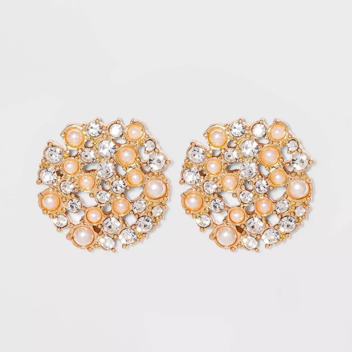 SUGARFIX by BaubleBar Two-Tone Crystal Stud Earrings - Pearl | Target