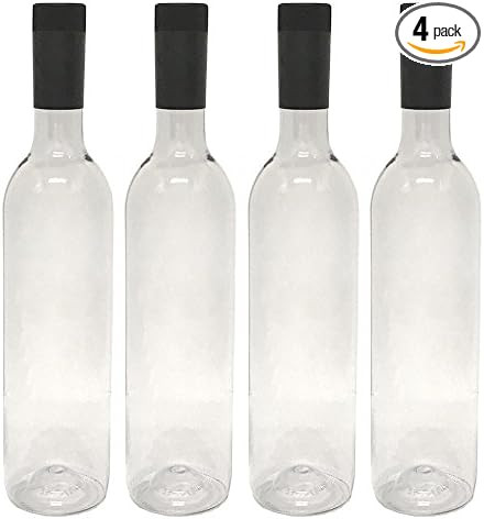 nicebottles Plastic Wine Bottles & Screw Caps, Clear, 750ml - Pack of 4 | Amazon (US)