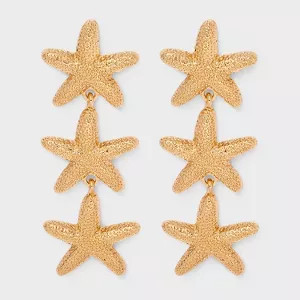 Starfish Linear Triple Drop Earrings - A New Day™ Gold | Target