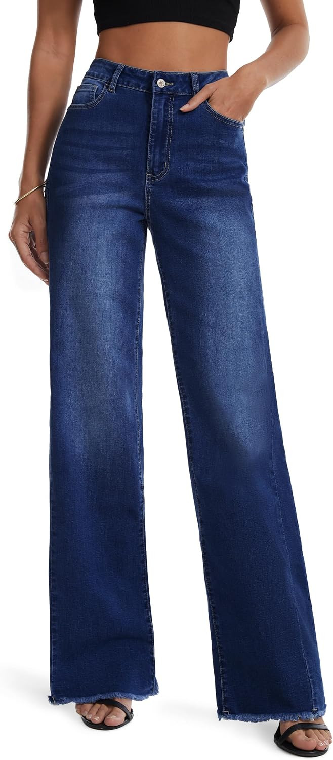 Tall Women's 32"/34"/36" Inseam Wide Leg Jeans Stretchy Denim Pants | Amazon (US)