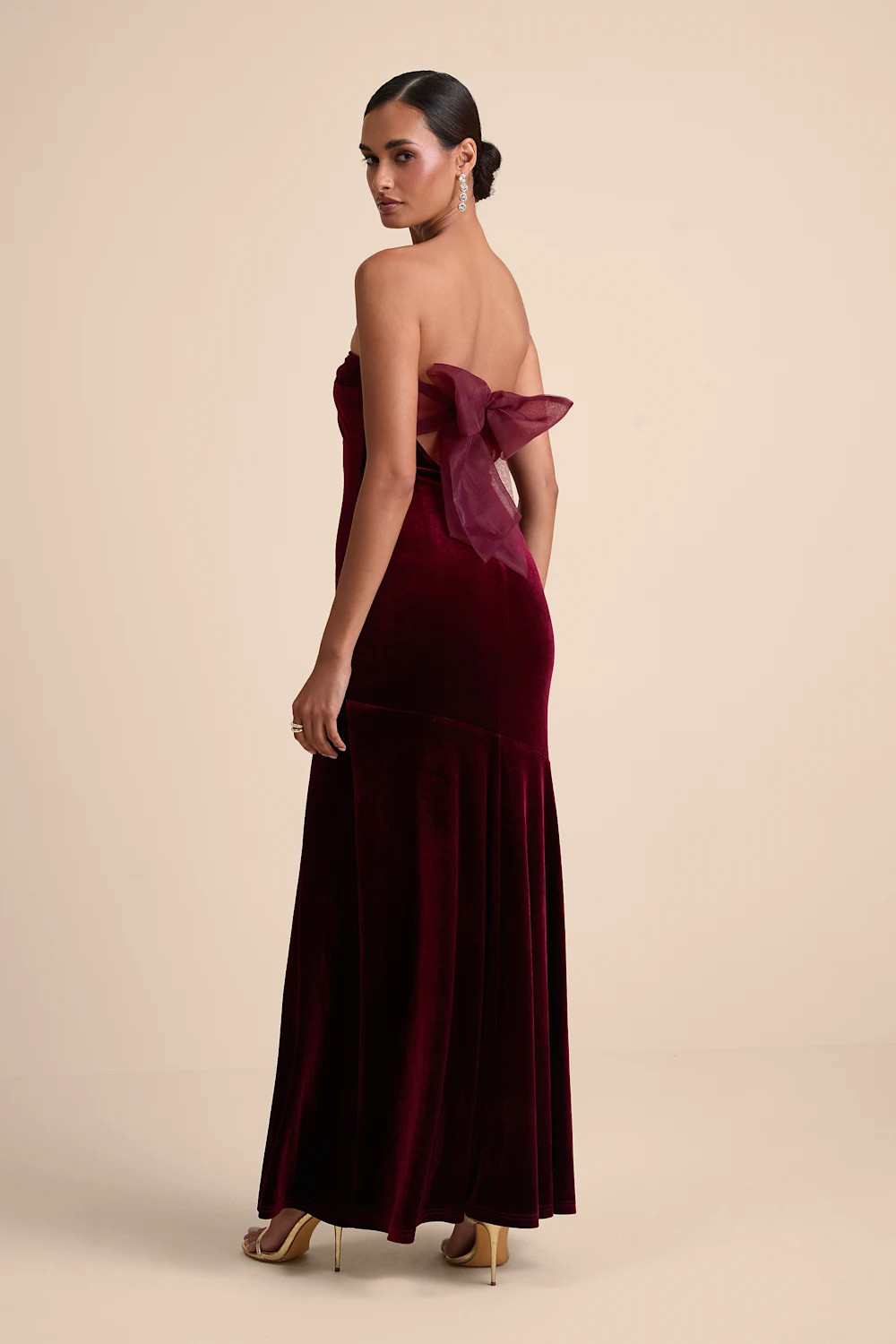 Mesmerizing Elegance Red Velvet Back Bow Maxi Dress | Lulus