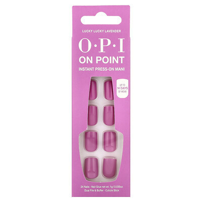 OPI, On Point, Instant Press-On Mani, Short Length, Lucky Lucky Lavender, 27 Piece Kit | iHerb