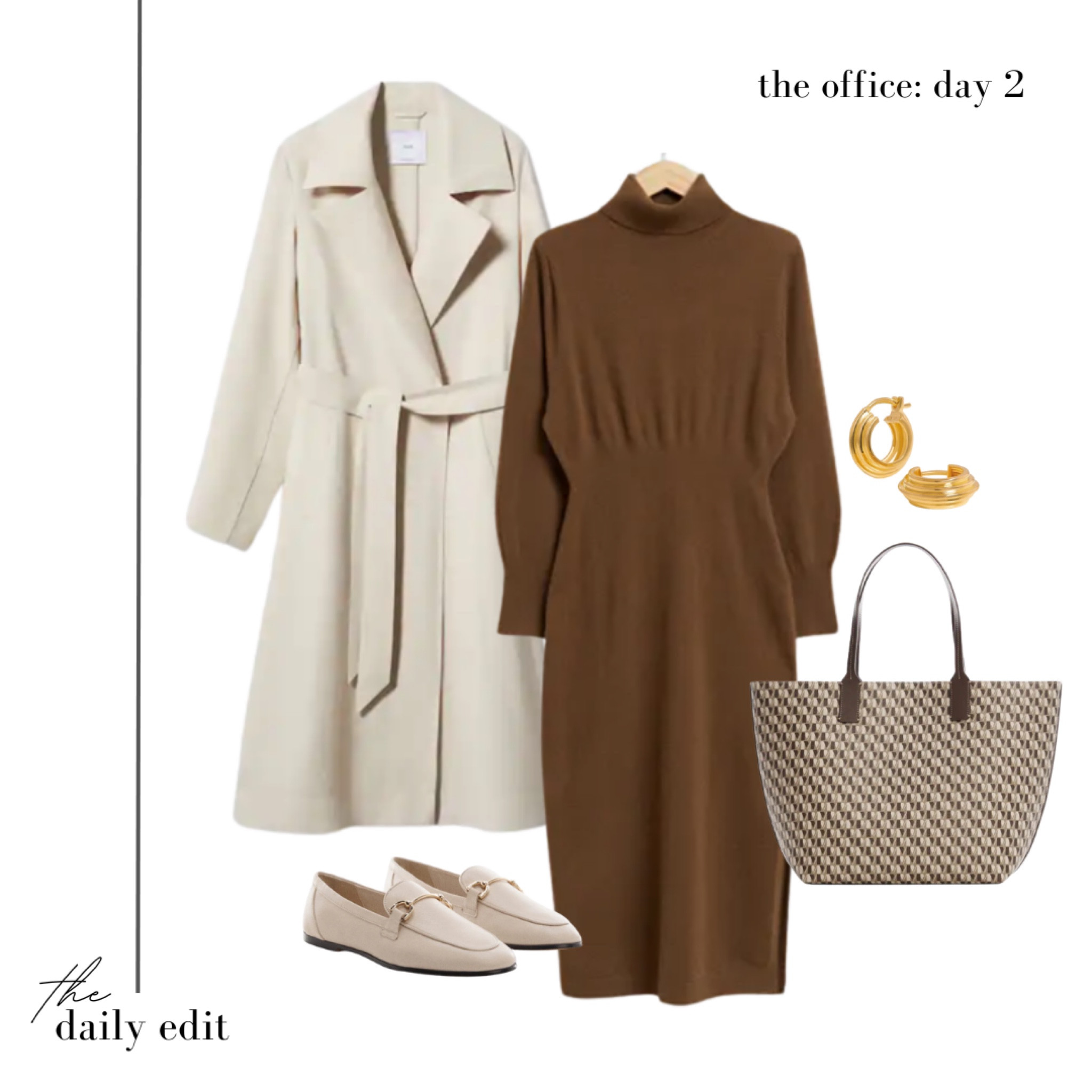 5 days of office outfits: Day Two 💼

What to wear to work, office outfits, jumper dress, tote bag, goyard bag, neutral loafers, gold jewellery, neutral trench coat, Mango new in, neutral outfit, timeless style, casual smart, Missoma earrings, smart casual, transitional style 

#LTKworkwear #LTKstyletip #LTKeurope