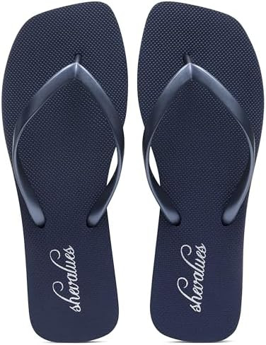 shevalues Women's Slim Square Toe Flip Flops Comfortable Summer Rubber Thong Sandals for Beach, S... | Amazon (US)