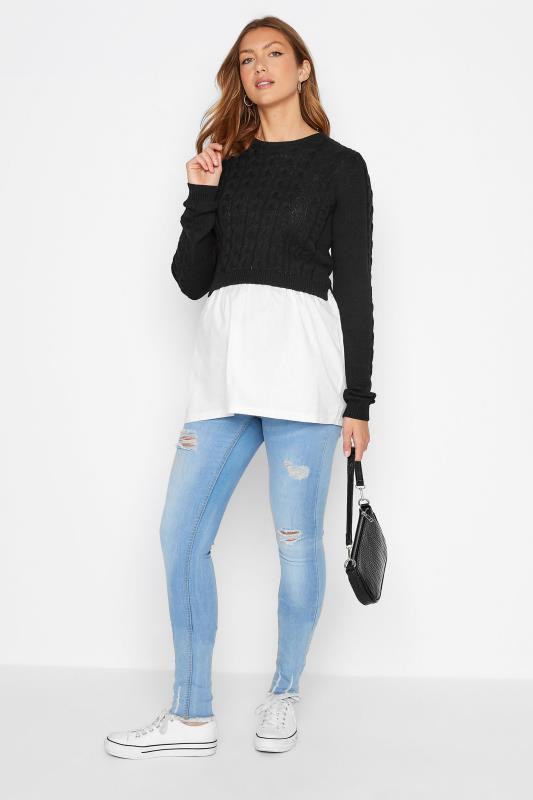 LTS Tall Maternity Black Knitted Shirt Jumper | Long Tall Sally