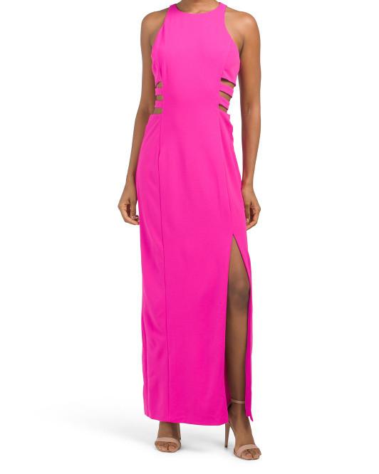 Sleeveless Front Slit Gown With Cut Out Detail | TJ Maxx