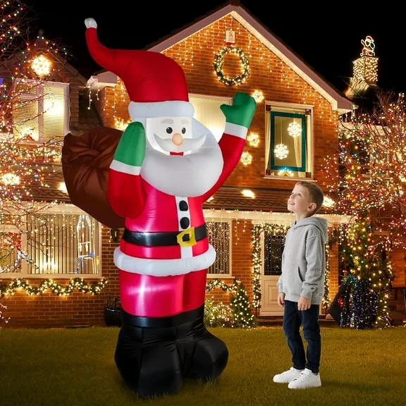 6ft Christmas Inflatable Santa Claus with Gift Bag, Built in LED Lights, Outdoor Christmas Decor ... | Walmart (US)