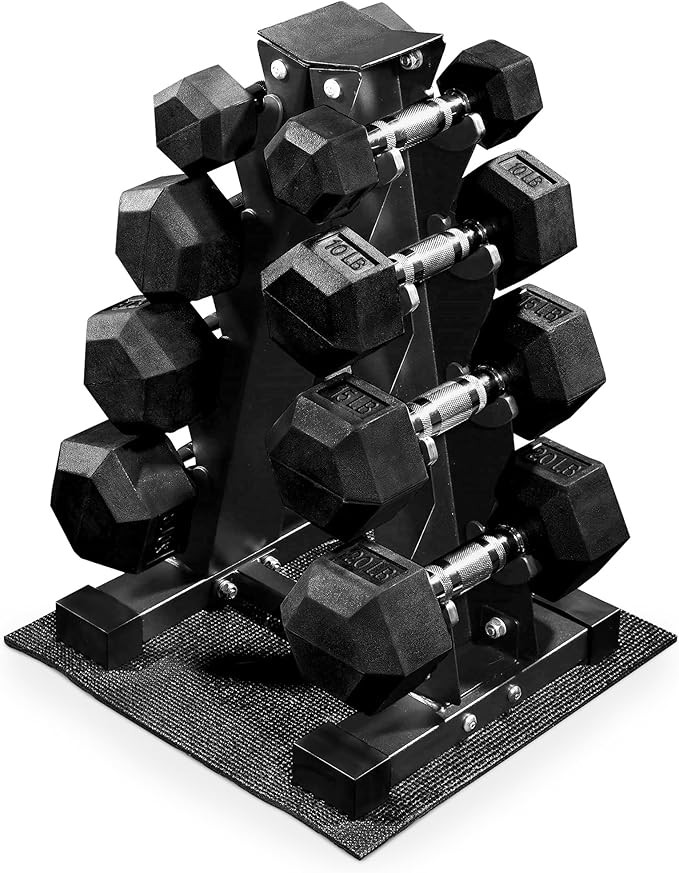 BalanceFrom Rubber Coated Hex Dumbbell Weight Set with Storage Rack, 100LB or 150LB or 200LB Set,... | Amazon (US)