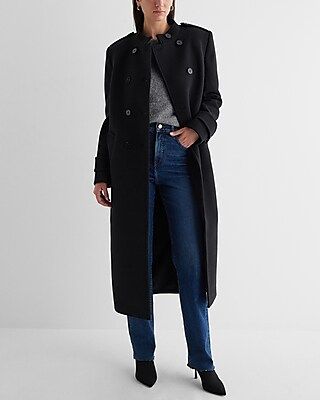 Faux Wool Double Breasted Stand Collar Coat | Express