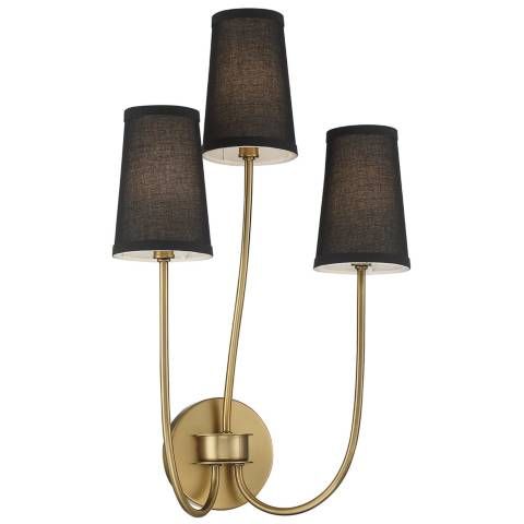 Savoy House Meridian 14" Wide Natural Brass 3-Light Wall Sconce - #467K9 | Lamps Plus | Lamps Plus